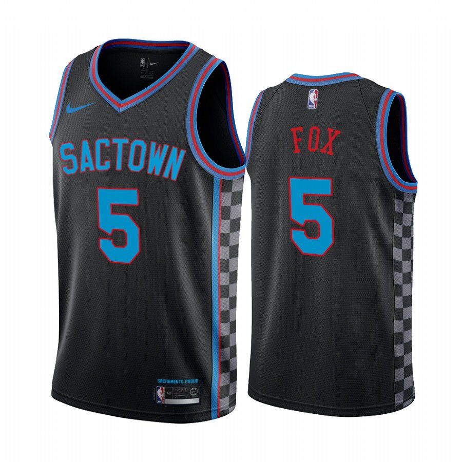 Cheap Men Sacramento Kings 5 de aaron fox black city edition sactown 2020 nba jersey